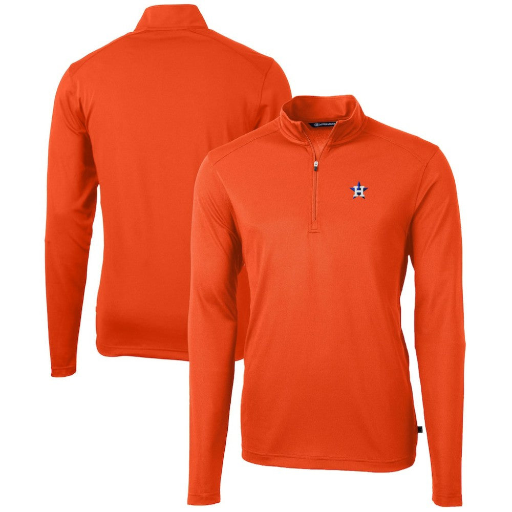 Houston Astros Cutter & Buck Virtue Eco Pique Recycled Quarter-Zip Pullover Top - Orange Pullover