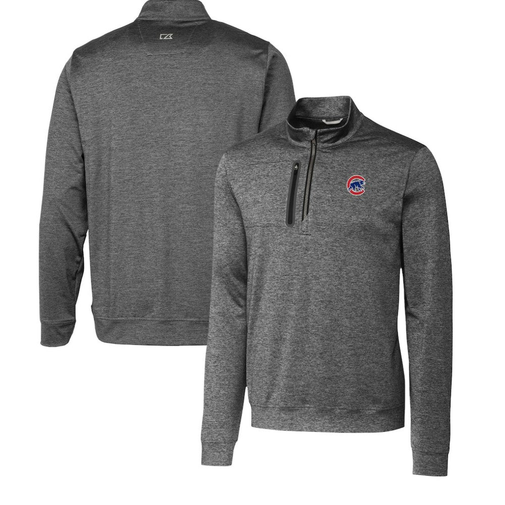 Chicago Cubs Cutter & Buck Stealth Heathered Quarter-Zip Pullover Top - Gray Pullover