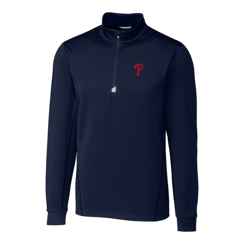 Philadelphia Phillies Cutter & Buck Big & Tall Traverse Stretch Quarter-Zip Pullover Top - Navy Pullover