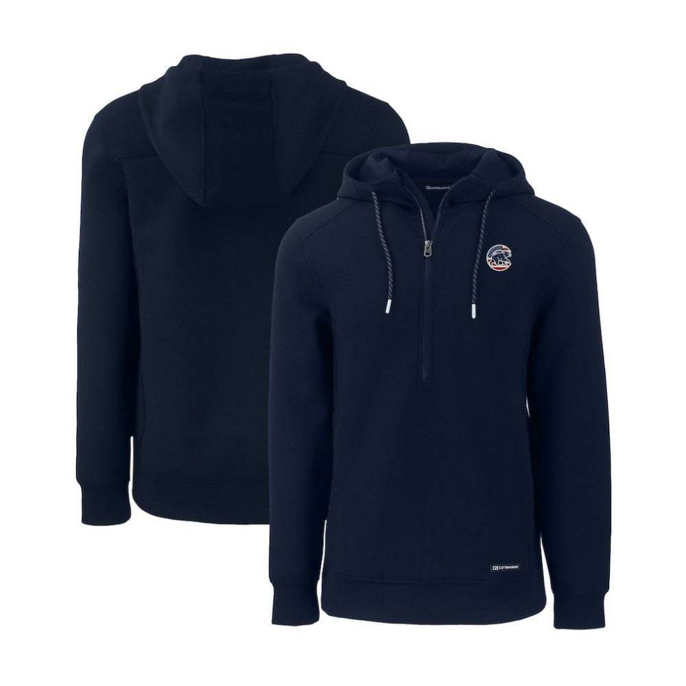 Chicago Cubs Cutter & Buck Stars & Stripes Roam Eco Half-Zip Recycled Pullover Hoodie - Navy Hoodies
