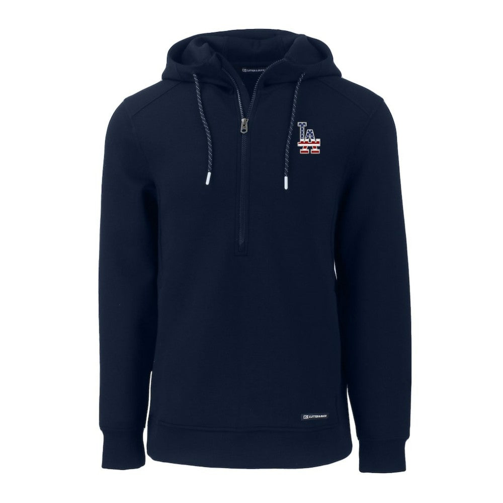 Los Angeles Dodgers Cutter & Buck Stars & Stripes Roam Eco Half-Zip Recycled Pullover Hoodie - Navy Hoodies
