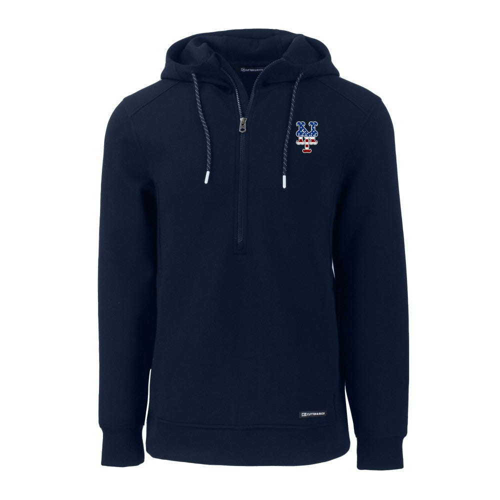 New York Mets Cutter & Buck Stars & Stripes Roam Eco Half-Zip Recycled Pullover Hoodie - Navy Hoodies