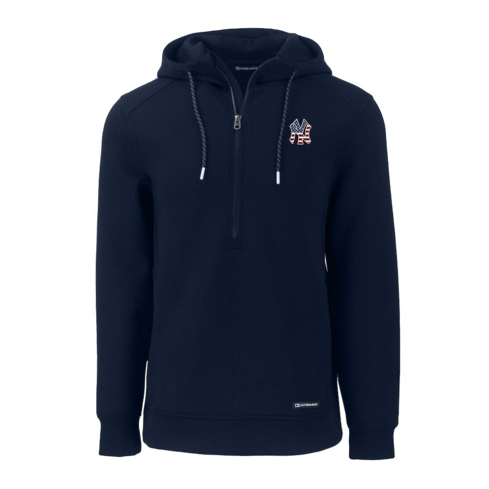 New York Yankees Cutter & Buck Stars & Stripes Roam Eco Half-Zip Recycled Pullover Hoodie - Navy Hoodies