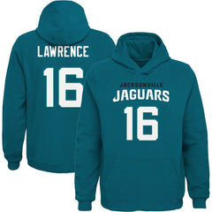 Trevor Lawrence Jacksonville Jaguars Youth Mainliner Player Name & Number Pullover Hoodie - Teal Hoodies