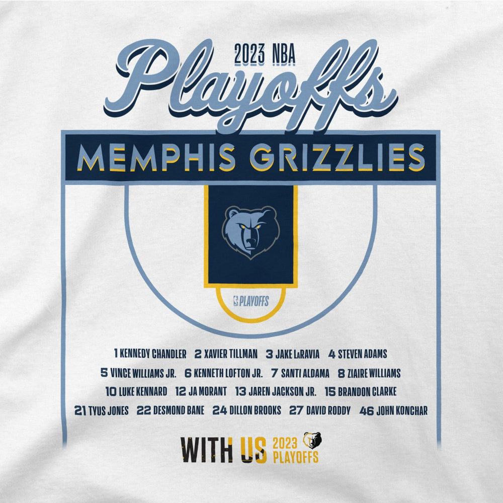 Memphis Grizzlies Stadium Essentials Unisex 2023 NBA Playoffs Roster T-Shirt White outlet