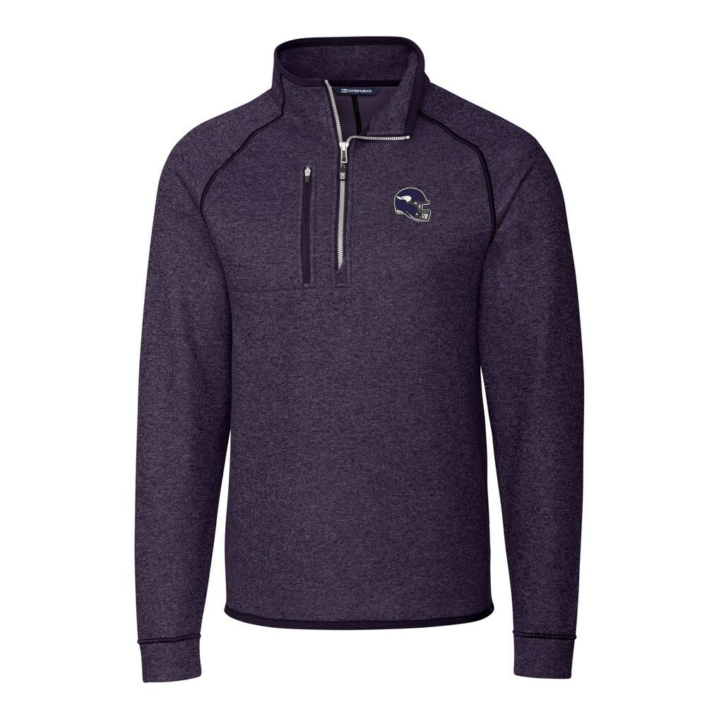 Minnesota Vikings Cutter & Buck Helmet Mainsail Sweater-Knit Half-Zip Pullover Jacket - Purple Pullover