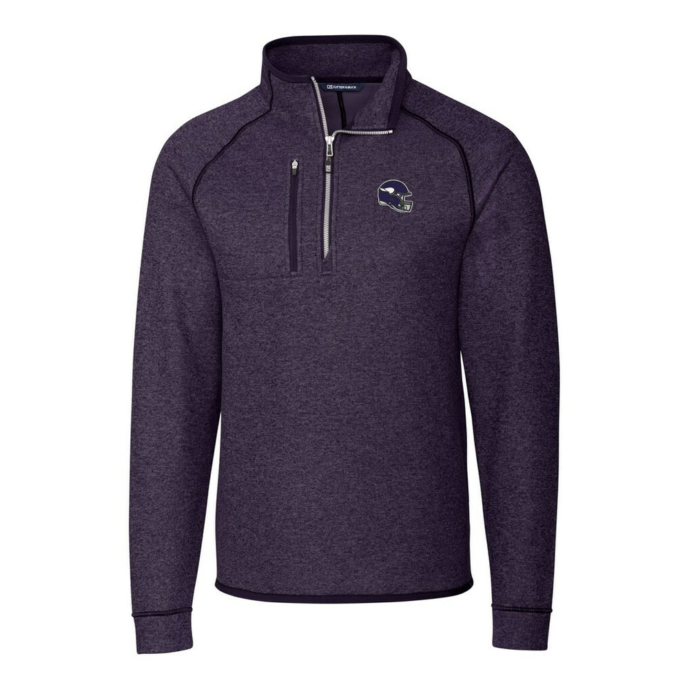 Minnesota Vikings Cutter & Buck Helmet Mainsail Sweater-Knit Half-Zip Pullover Jacket - Purple Pullover