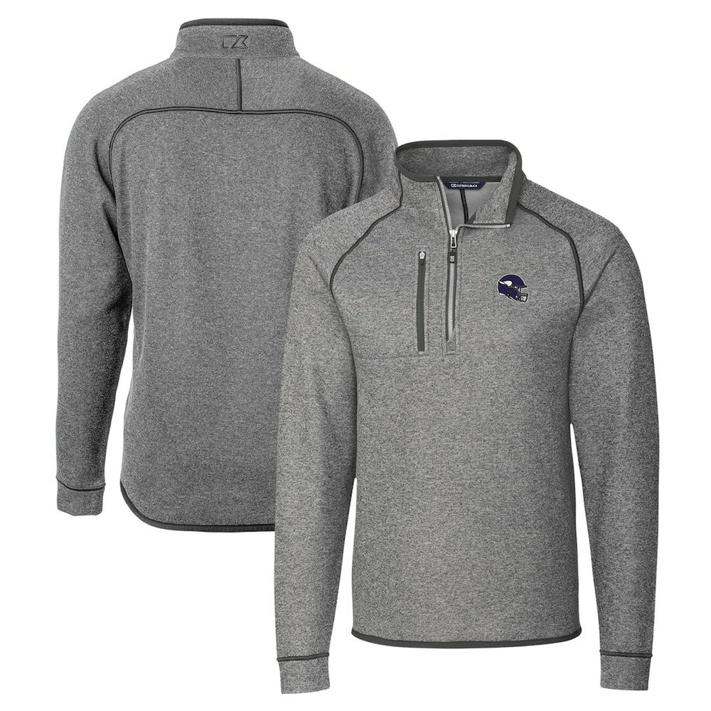 Minnesota Vikings Cutter & Buck Helmet Mainsail Sweater-Knit Half-Zip Pullover Jacket - Silver Pullover