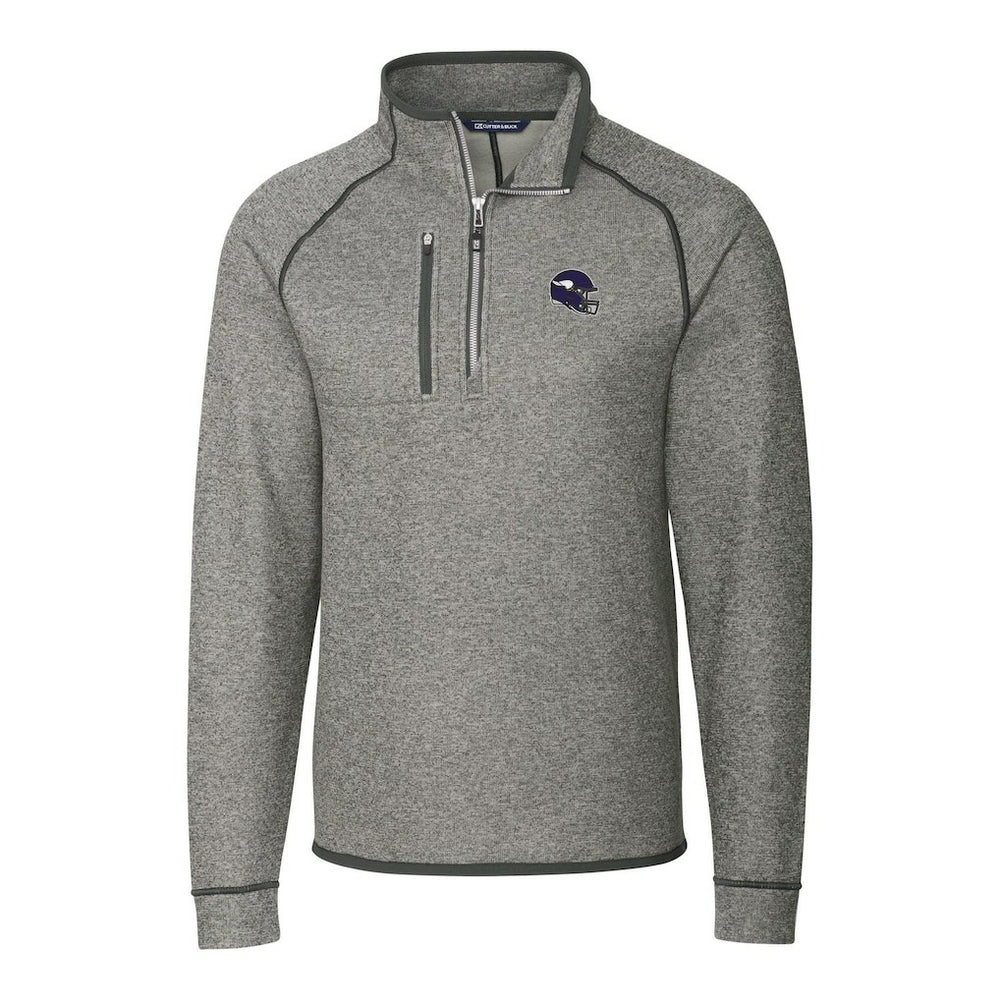 Minnesota Vikings Cutter & Buck Helmet Mainsail Sweater-Knit Half-Zip Pullover Jacket - Silver Pullover