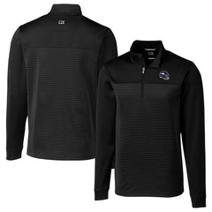 Minnesota Vikings Cutter & Buck Traverse Stripe Stretch Quarter-Zip Pullover Top - Black Pullover