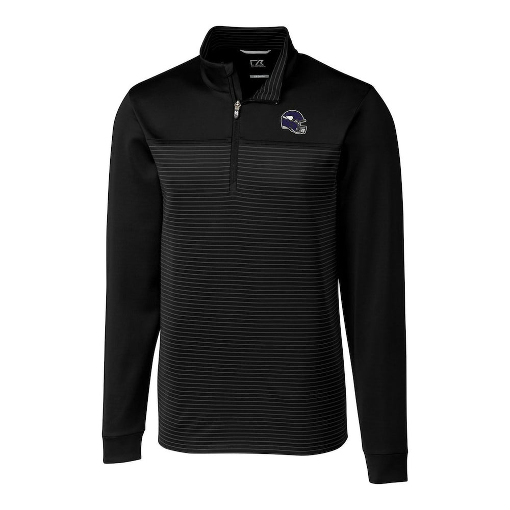 Minnesota Vikings Cutter & Buck Traverse Stripe Stretch Quarter-Zip Pullover Top - Black Pullover