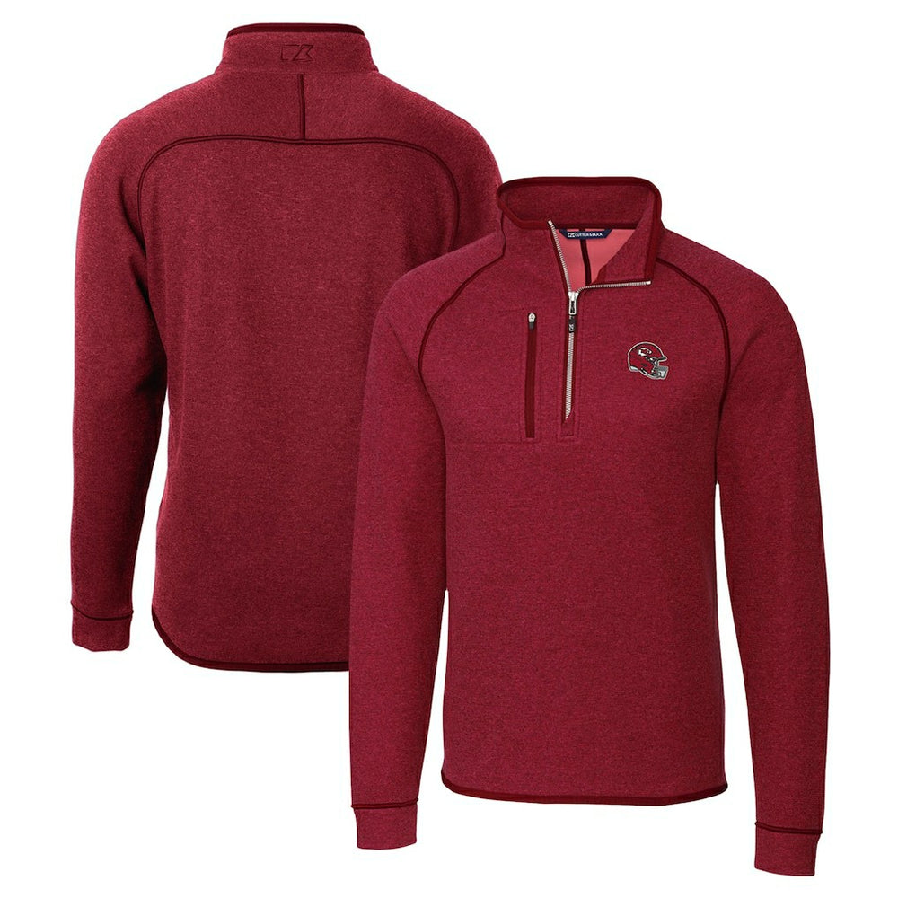 Kansas City Chiefs Cutter & Buck Helmet Mainsail Sweater-Knit Half-Zip Pullover Jacket - Red Pullover