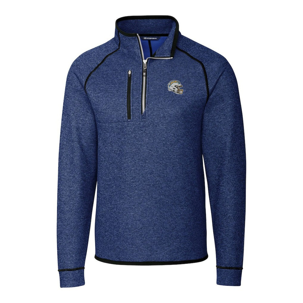 Los Angeles Chargers Cutter & Buck Helmet Mainsail Sweater-Knit Half-Zip Pullover Jacket - Blue Pullover
