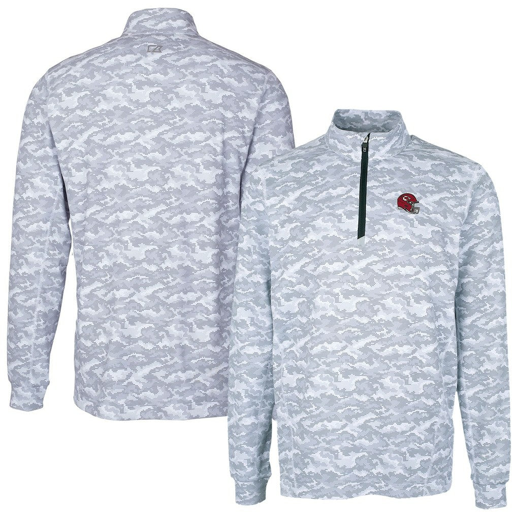 Kansas City Chiefs Cutter & Buck Helmet Traverse Camo Print Stretch Quarter-Zip Pullover Top - Charcoal Pullover