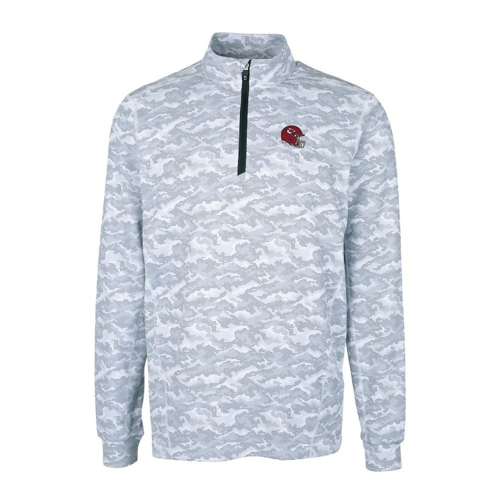 Kansas City Chiefs Cutter & Buck Helmet Traverse Camo Print Stretch Quarter-Zip Pullover Top - Charcoal Pullover