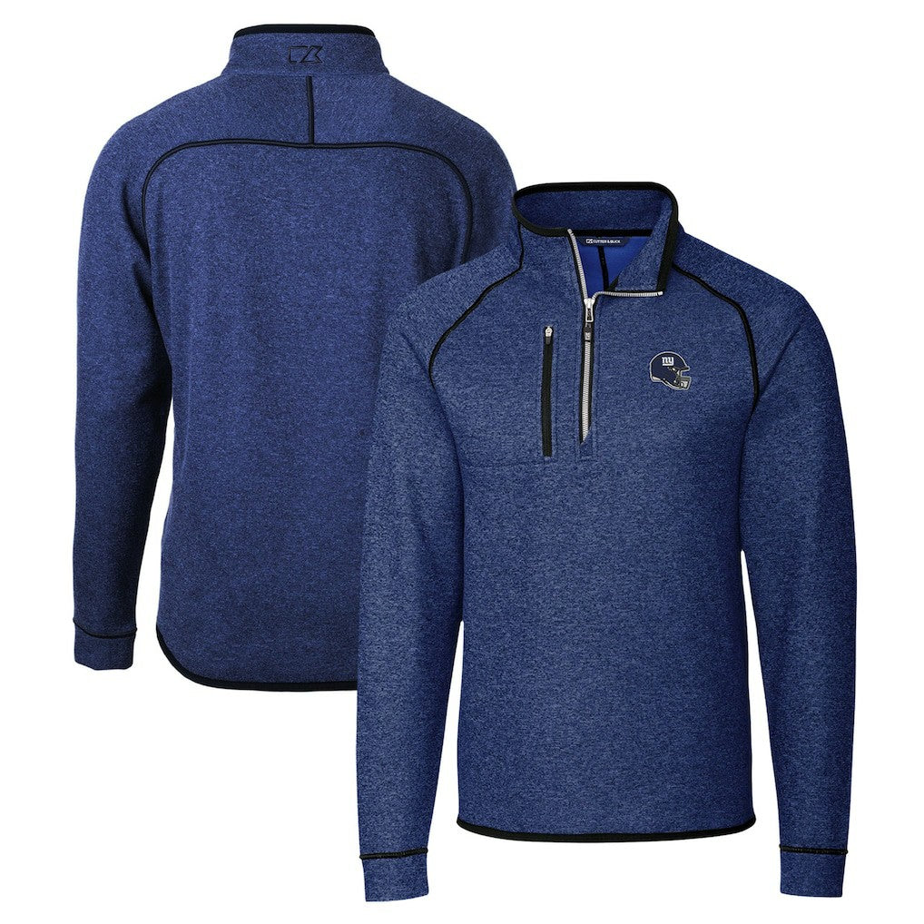 New York Giants Cutter & Buck Helmet Mainsail Sweater-Knit Half-Zip Pullover Jacket - Blue Pullover