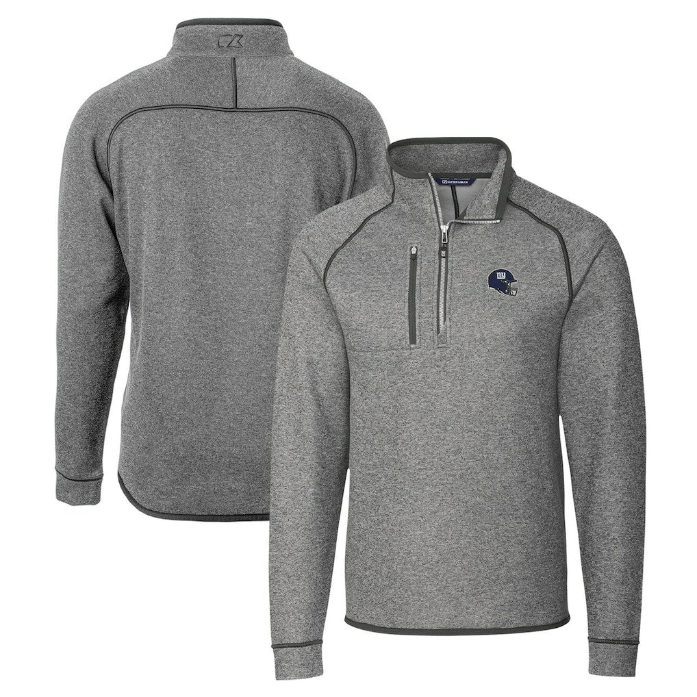 New York Giants Cutter & Buck Helmet Mainsail Sweater-Knit Half-Zip Pullover Jacket - Silver Pullover