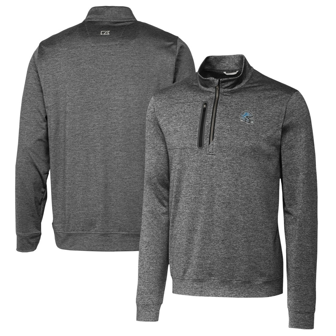 Detroit Lions Cutter & Buck Helmet Stealth Heathered Quarter-Zip Pullover Top - Gray Pullover