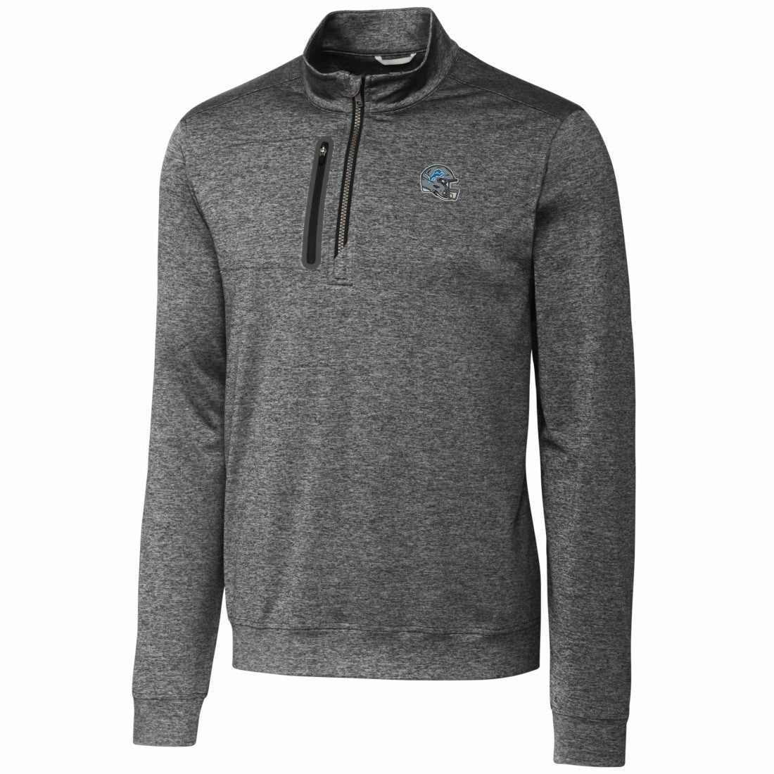 Detroit Lions Cutter & Buck Helmet Stealth Heathered Quarter-Zip Pullover Top - Gray Pullover