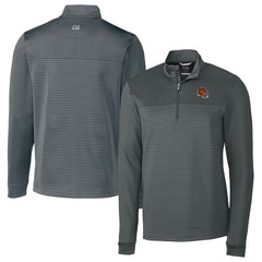 Cincinnati Bengals Cutter & Buck Traverse Stripe Stretch Quarter-Zip Pullover Top - Gray Pullover