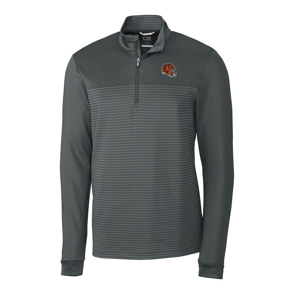 Cincinnati Bengals Cutter & Buck Traverse Stripe Stretch Quarter-Zip Pullover Top - Gray Pullover