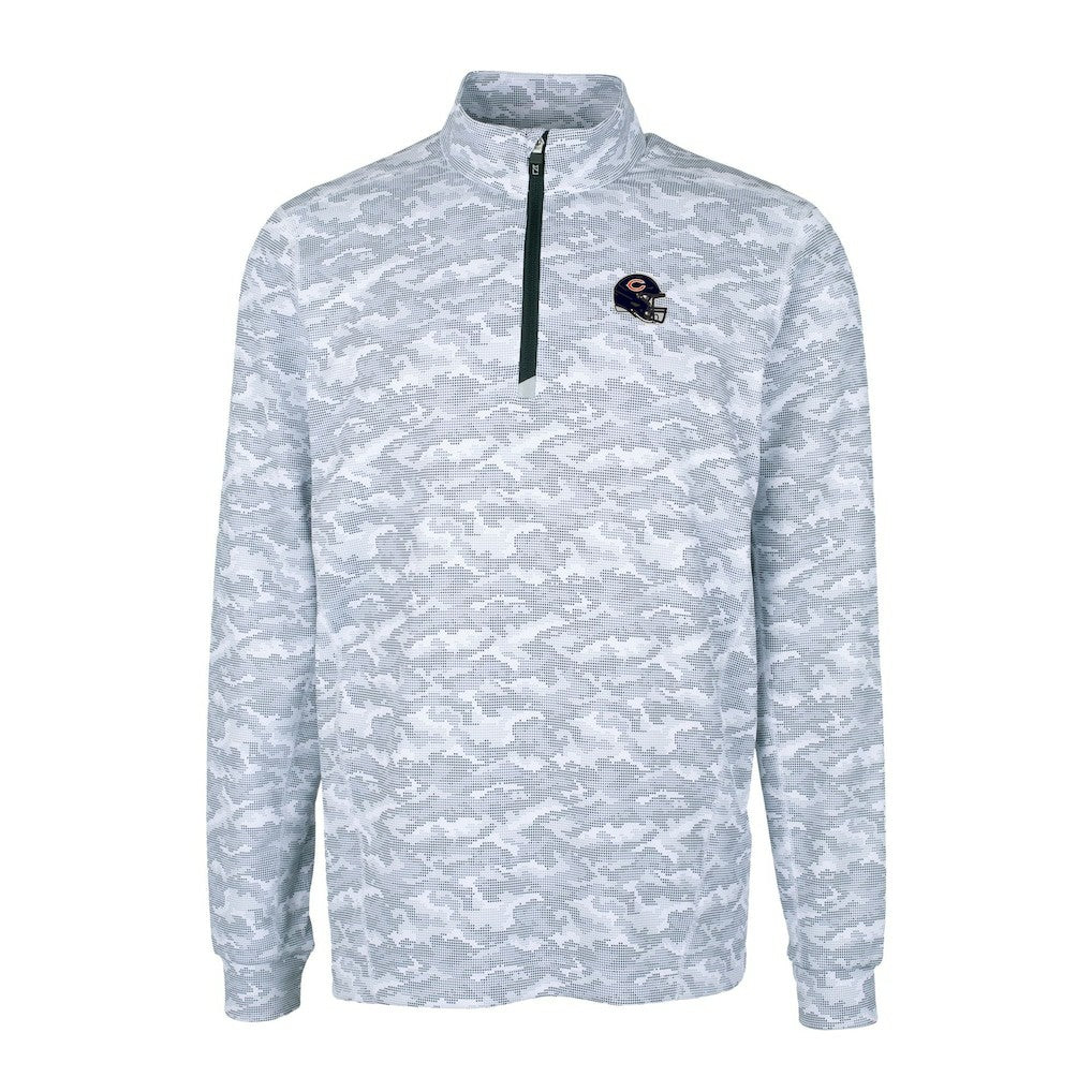 Chicago Bears Cutter & Buck Helmet Traverse Camo Print Stretch Quarter-Zip Pullover Top - Charcoal Pullover
