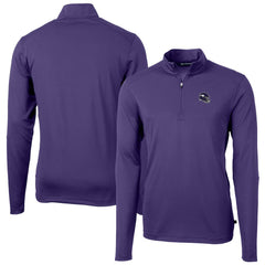 Minnesota Vikings Cutter & Buck Helmet Virtue Eco Pique Recycled Quarter-Zip Pullover Top - Purple Pullover