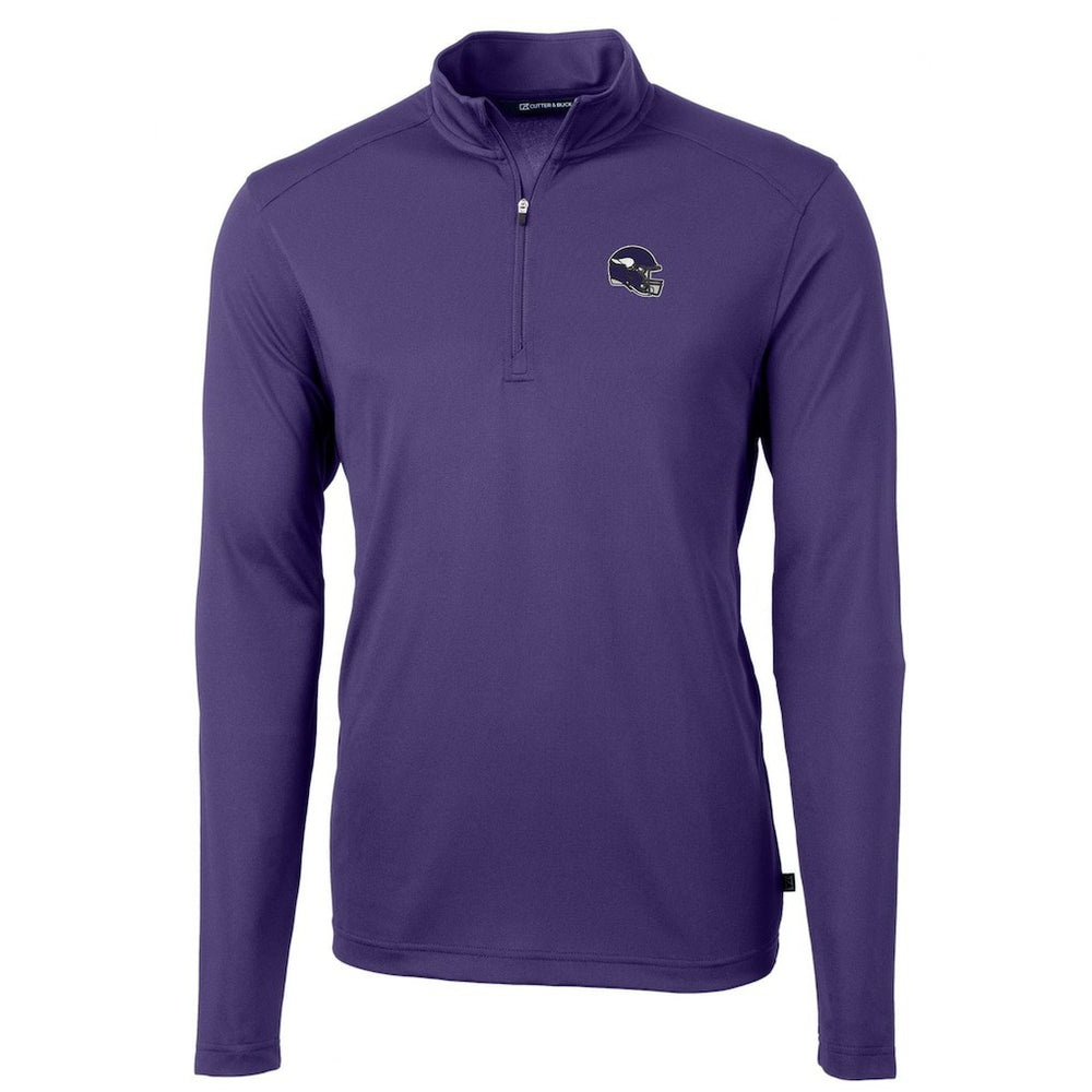 Minnesota Vikings Cutter & Buck Helmet Virtue Eco Pique Recycled Quarter-Zip Pullover Top - Purple Pullover
