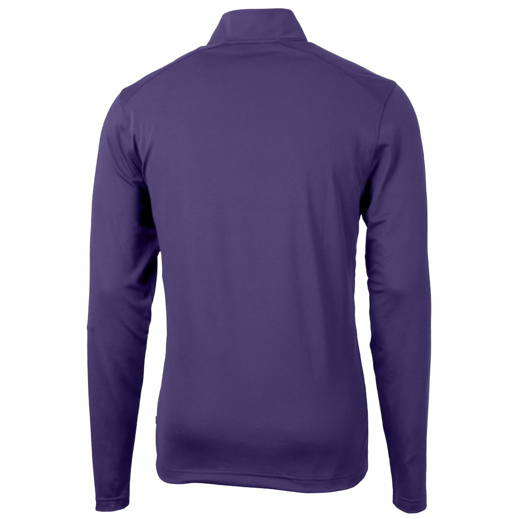Minnesota Vikings Cutter & Buck Helmet Virtue Eco Pique Recycled Quarter-Zip Pullover Top - Purple Pullover