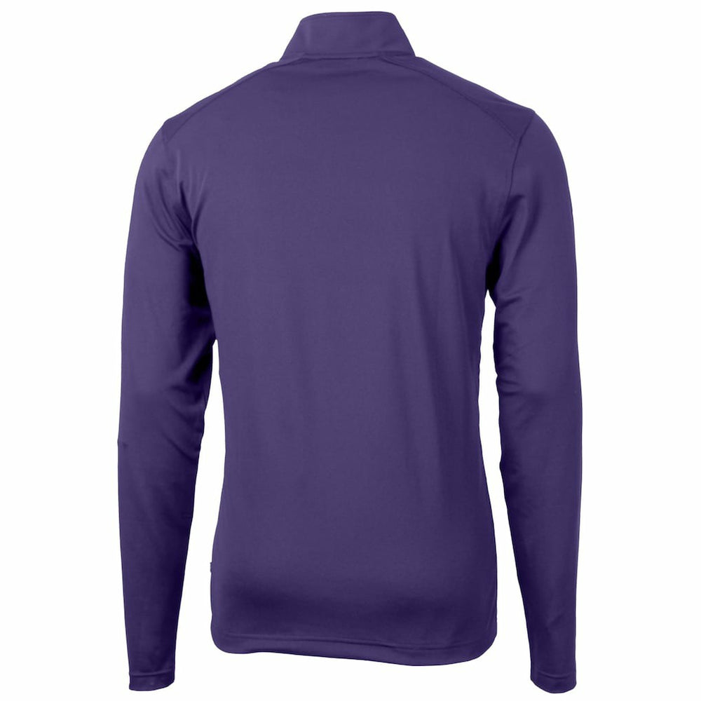 Minnesota Vikings Cutter & Buck Helmet Virtue Eco Pique Recycled Quarter-Zip Pullover Top - Purple Pullover