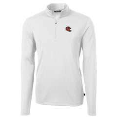 Cincinnati Bengals Cutter & Buck Helmet Virtue Eco Pique Recycled Quarter-Zip Pullover Top - White Pullover