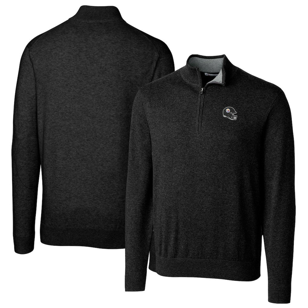 Pittsburgh Steelers Cutter & Buck Helmet Lakemont Tri-Blend Quarter-Zip Pullover Sweater - Black Pullover