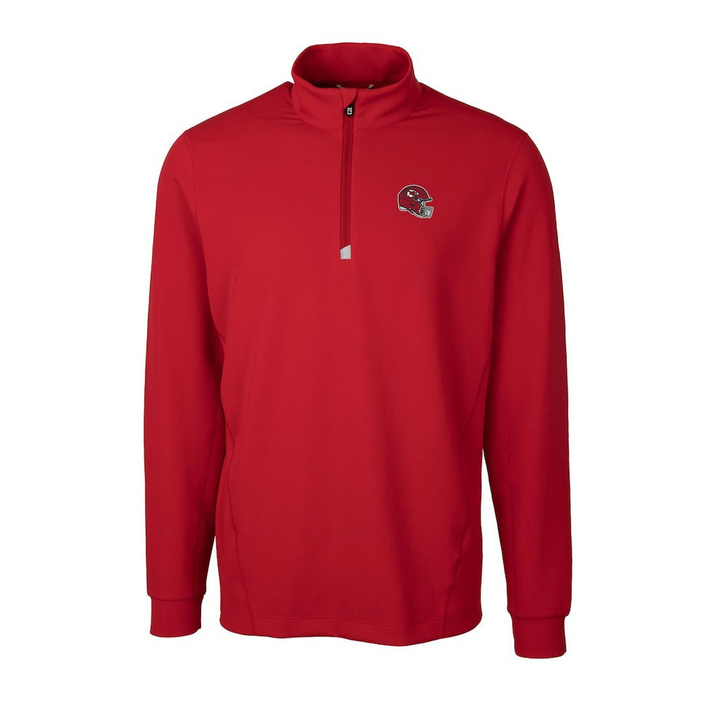Kansas City Chiefs Cutter & Buck Helmet Traverse Stretch Quarter-Zip Pullover Top - Red Pullover