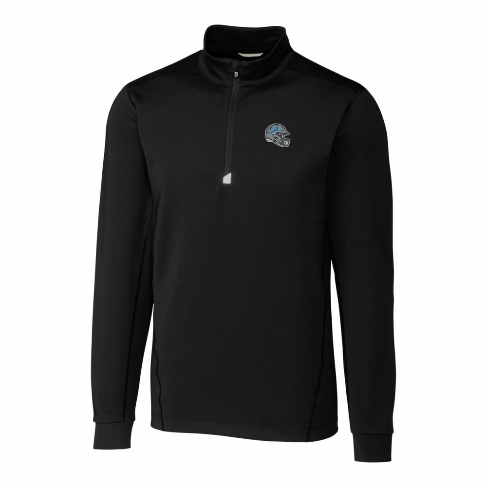 Detroit Lions Cutter & Buck Helmet Traverse Stretch Quarter-Zip Pullover Top - Black Pullover