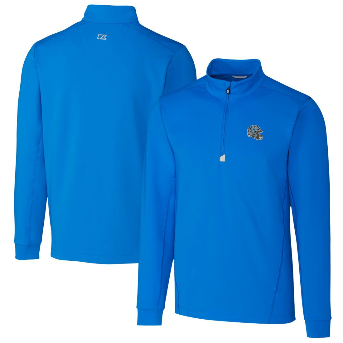 Detroit Lions Cutter & Buck Helmet Traverse Stretch Quarter-Zip Pullover Top - Blue Pullover