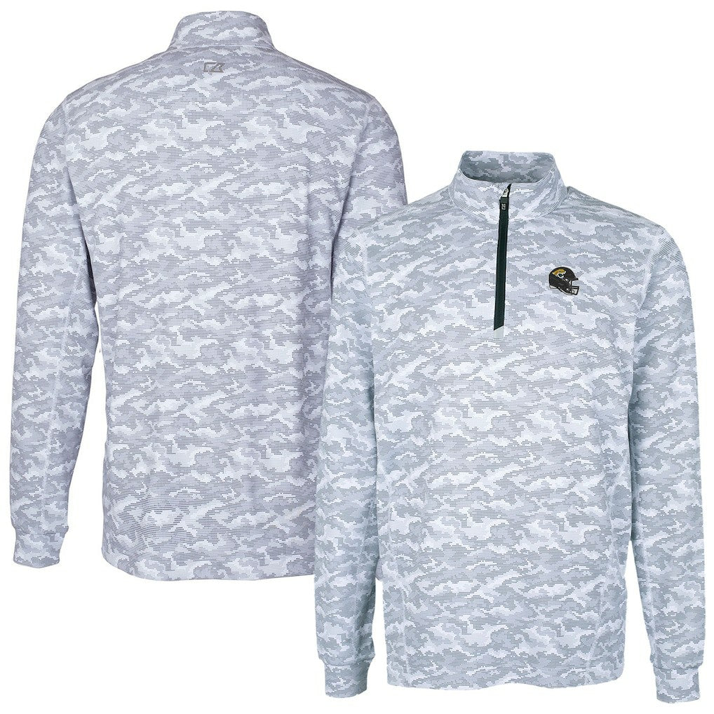 Jacksonville Jaguars Cutter & Buck Helmet Traverse Camo Print Stretch Quarter-Zip Pullover Top - Charcoal Pullover