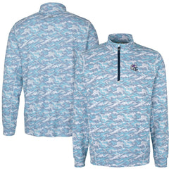 Buffalo Bills Cutter & Buck Helmet Traverse Camo Print Stretch Quarter-Zip Pullover Top - Light Blue Pullover