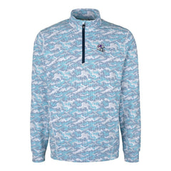 Buffalo Bills Cutter & Buck Helmet Traverse Camo Print Stretch Quarter-Zip Pullover Top - Light Blue Pullover