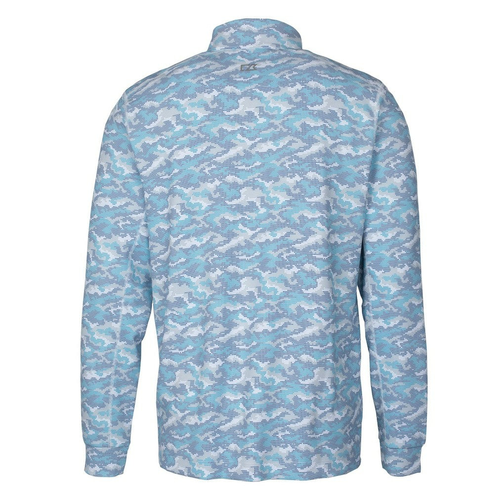 Buffalo Bills Cutter & Buck Helmet Traverse Camo Print Stretch Quarter-Zip Pullover Top - Light Blue Pullover
