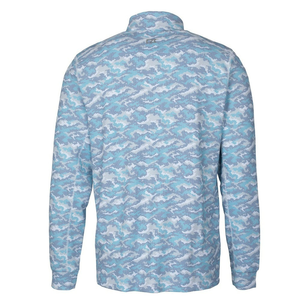 Buffalo Bills Cutter & Buck Helmet Traverse Camo Print Stretch Quarter-Zip Pullover Top - Light Blue Pullover