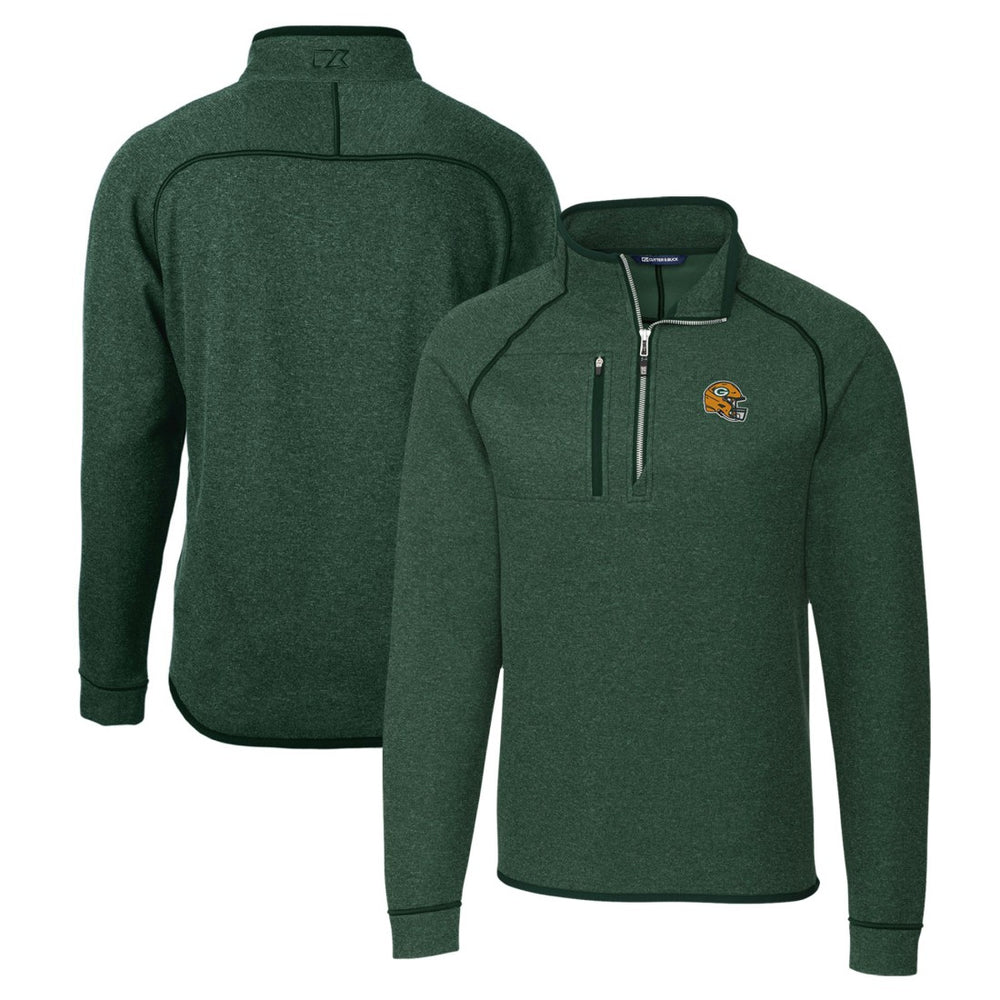 Green Bay Packers Cutter & Buck Helmet Mainsail Sweater-Knit Half-Zip Pullover Jacket - Hunter Green Pullover