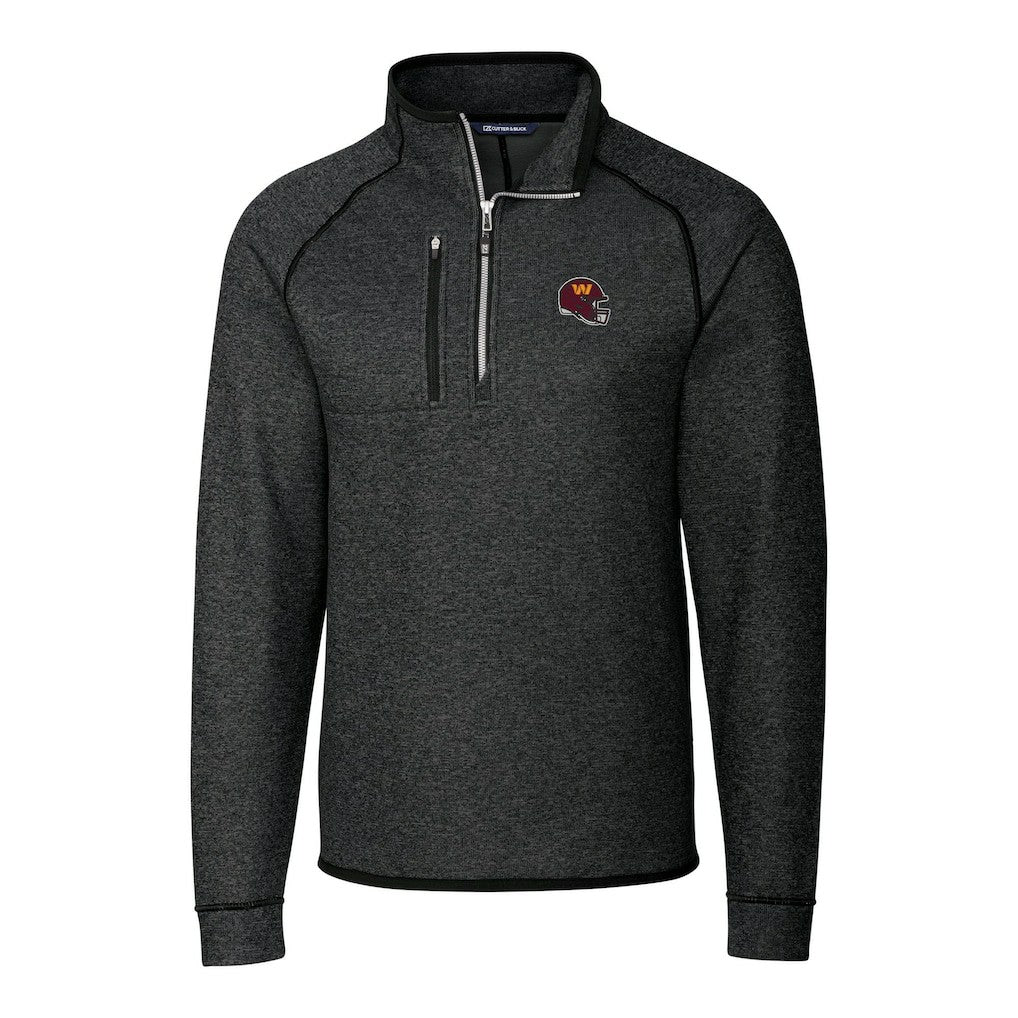 Washington Commanders Cutter & Buck Helmet Mainsail Sweater-Knit Half-Zip Pullover Jacket - Charcoal Pullover