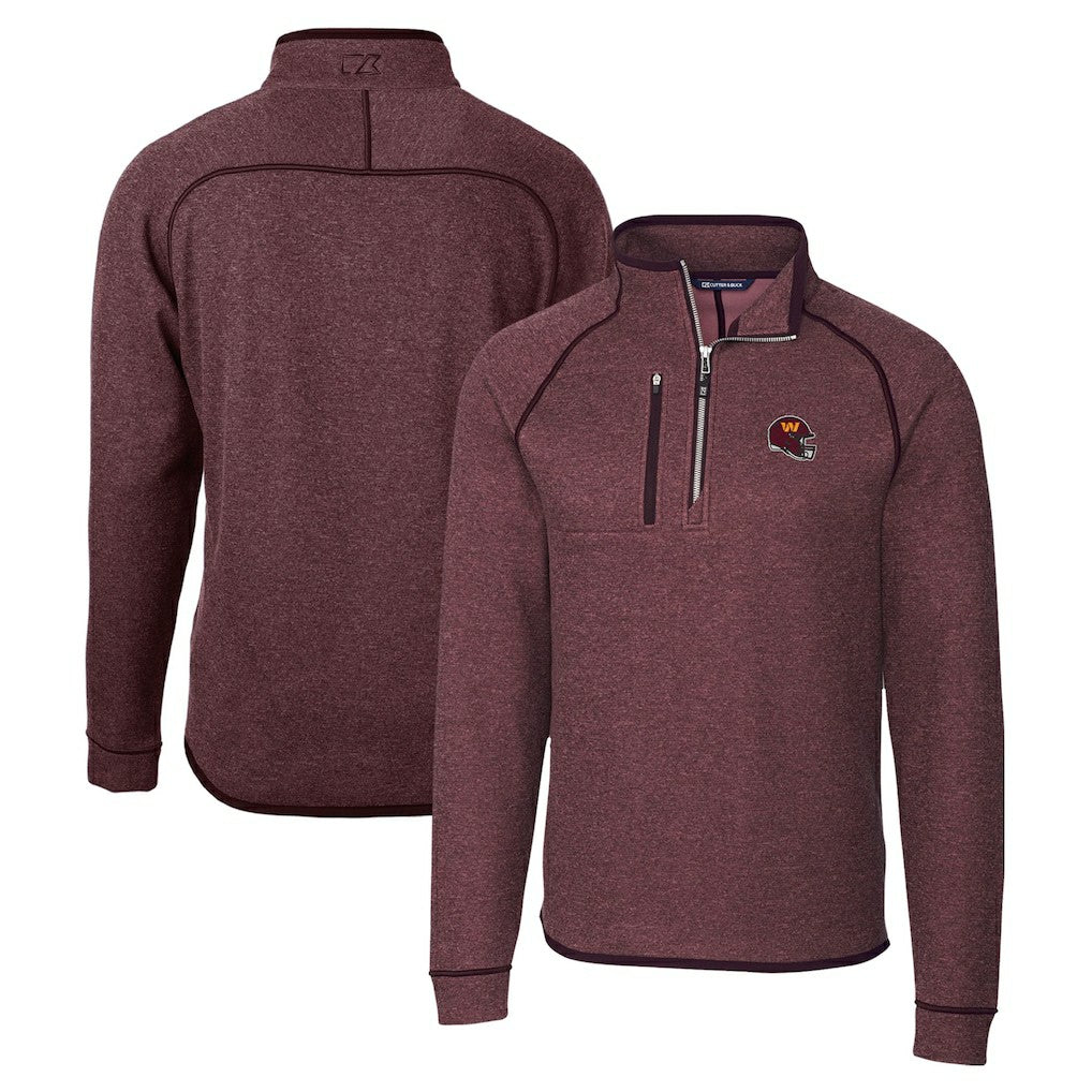 Washington Commanders Cutter & Buck Helmet Mainsail Sweater-Knit Half-Zip Pullover Jacket - Burgundy Pullover