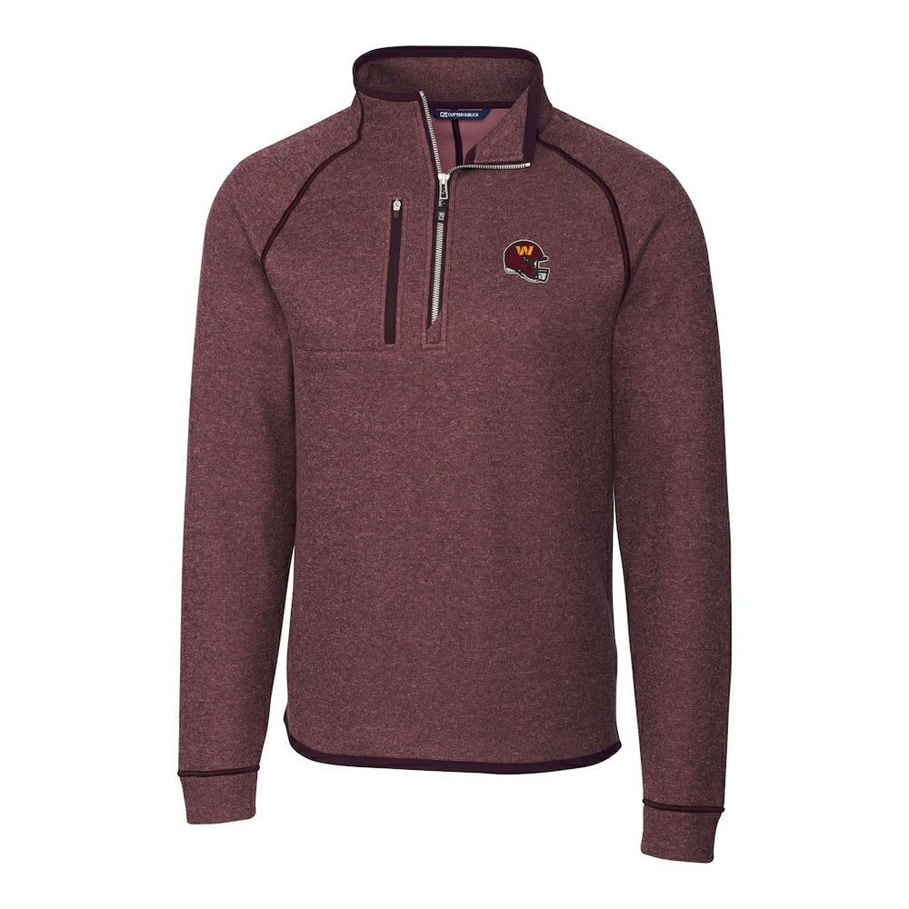 Washington Commanders Cutter & Buck Helmet Mainsail Sweater-Knit Half-Zip Pullover Jacket - Burgundy Pullover