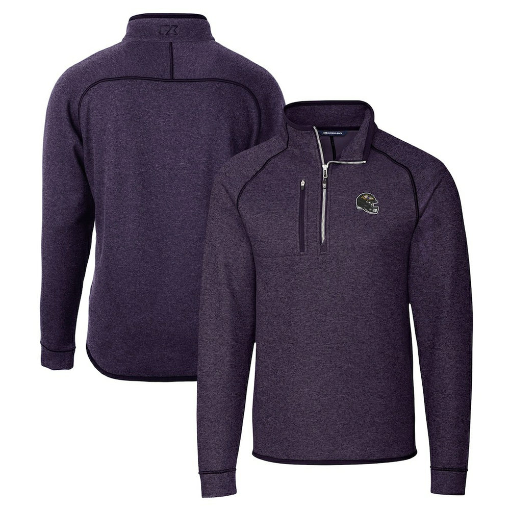 Baltimore Ravens Cutter & Buck Helmet Mainsail Sweater-Knit Half-Zip Pullover Jacket - Purple Pullover