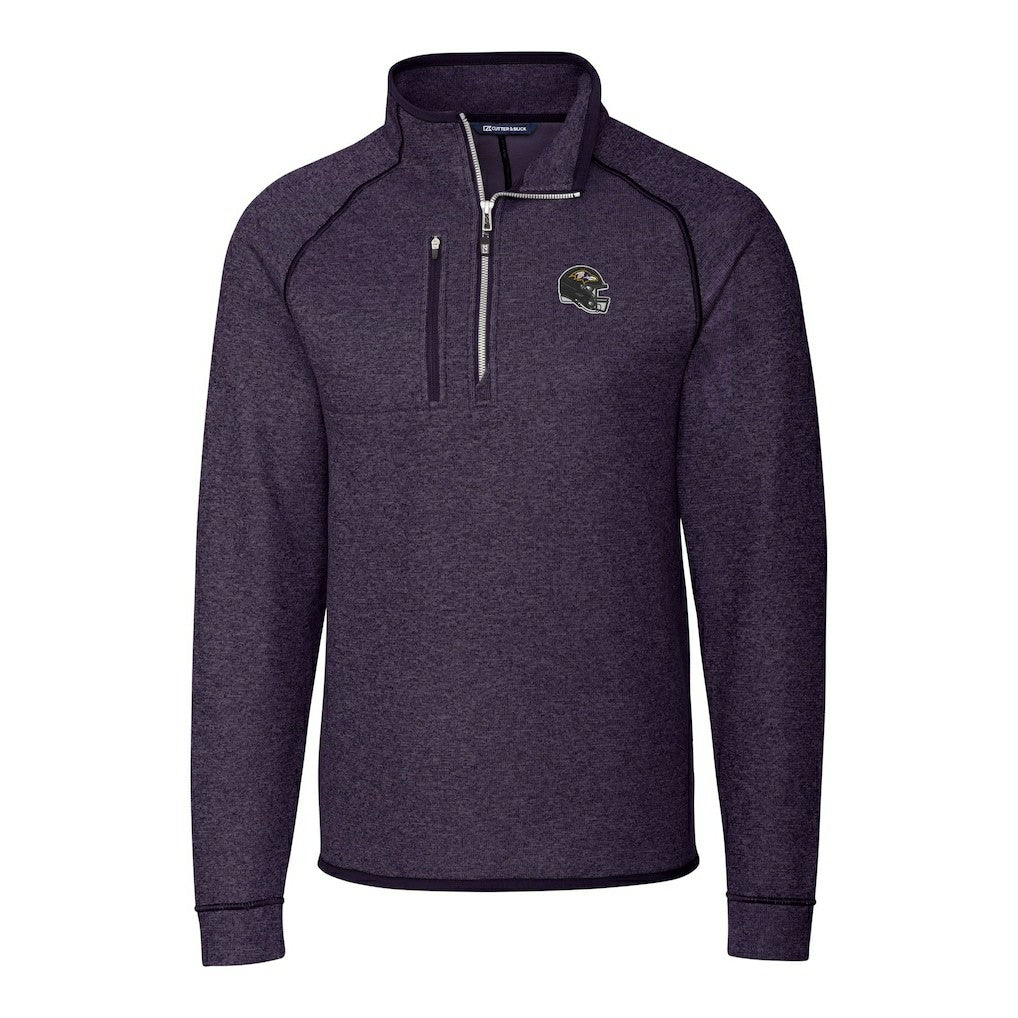 Baltimore Ravens Cutter & Buck Helmet Mainsail Sweater-Knit Half-Zip Pullover Jacket - Purple Pullover