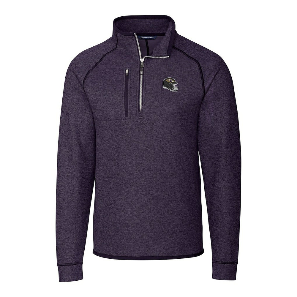 Baltimore Ravens Cutter & Buck Helmet Mainsail Sweater-Knit Half-Zip Pullover Jacket - Purple Pullover
