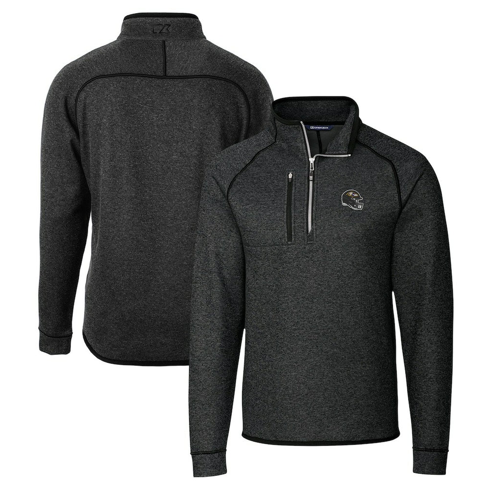 Baltimore Ravens Cutter & Buck Helmet Mainsail Sweater-Knit Half-Zip Pullover Jacket - Charcoal Pullover