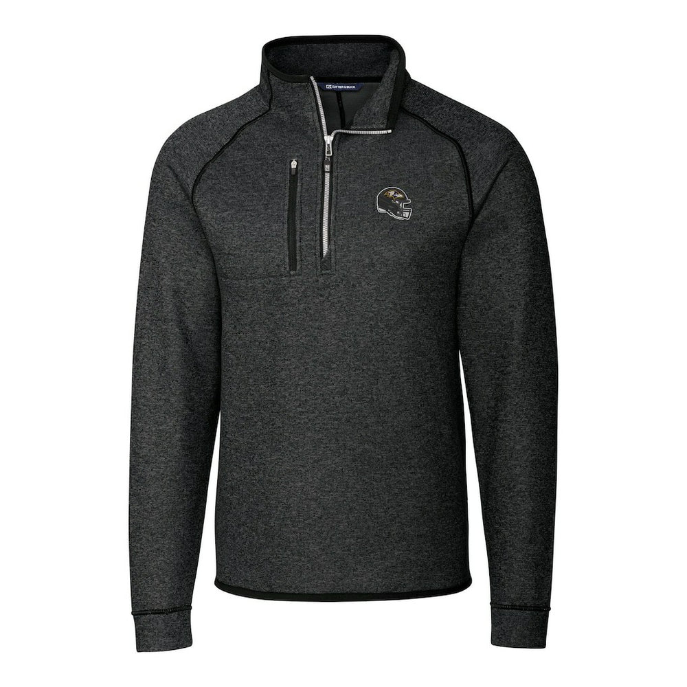 Baltimore Ravens Cutter & Buck Helmet Mainsail Sweater-Knit Half-Zip Pullover Jacket - Charcoal Pullover
