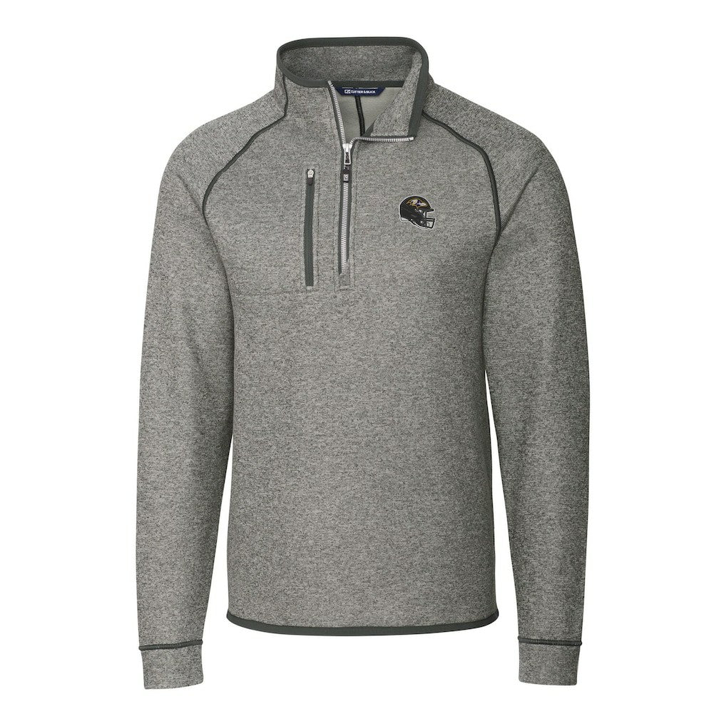 Baltimore Ravens Cutter & Buck Helmet Mainsail Sweater-Knit Half-Zip Pullover Jacket - Silver Pullover
